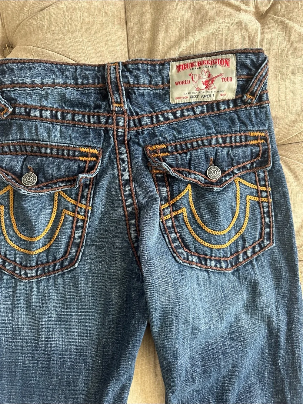True Religion Men's Straight Jeans in Dark Blue Wash